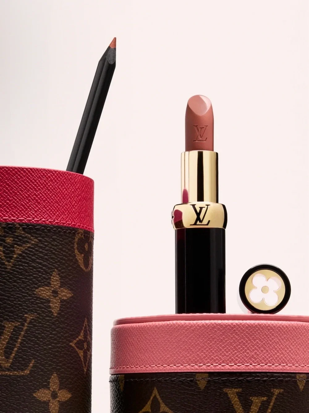 Louis  Vuitton Pink Brown Lipstick with Gold Accents